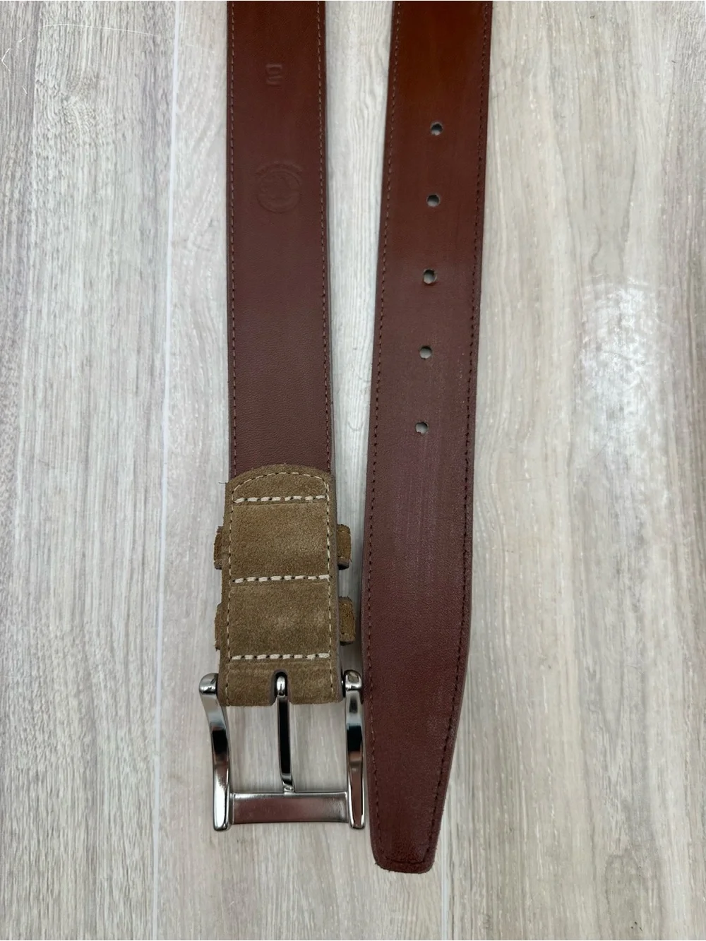 Torino Leather Company European Whiskey Brown Suede Belt 54457 Made In USA Sz 40